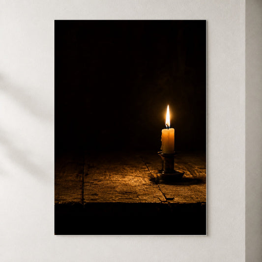 Candlelight Poster, Dark Cozy Vintage Wall Art Print