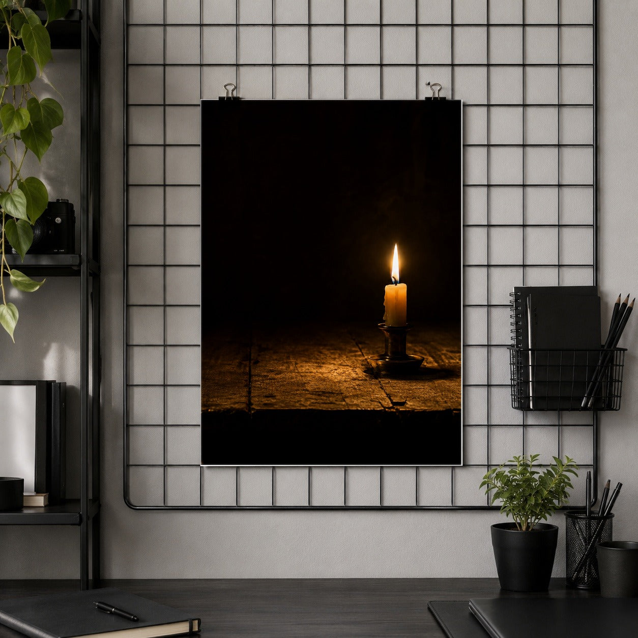 #pl[8x10 Inch|Multicolor] Candlelight Poster, Dark Cozy Vintage Wall Art Print