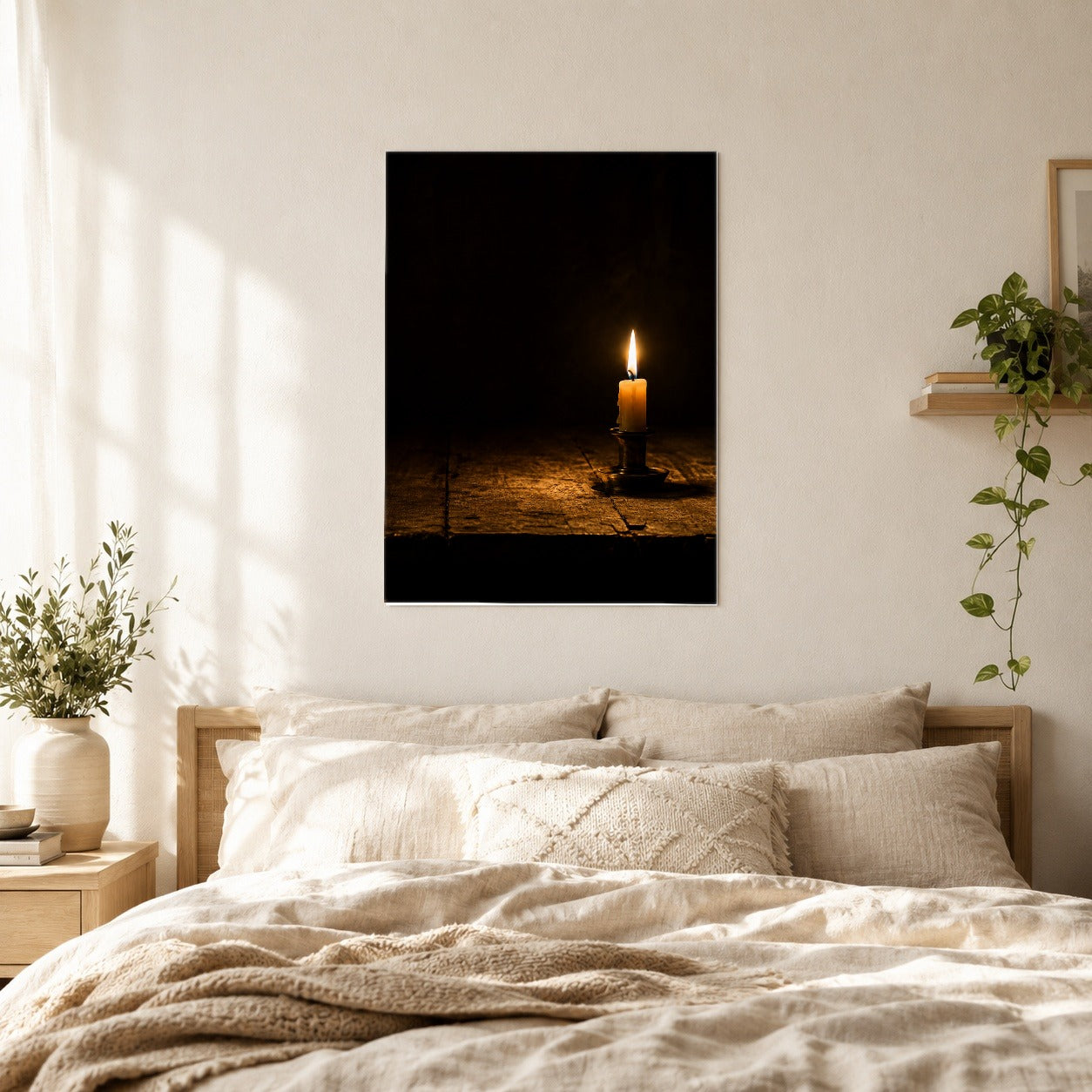 #pl[8x10 Inch|Multicolor] Candlelight Poster, Dark Cozy Vintage Wall Art Print