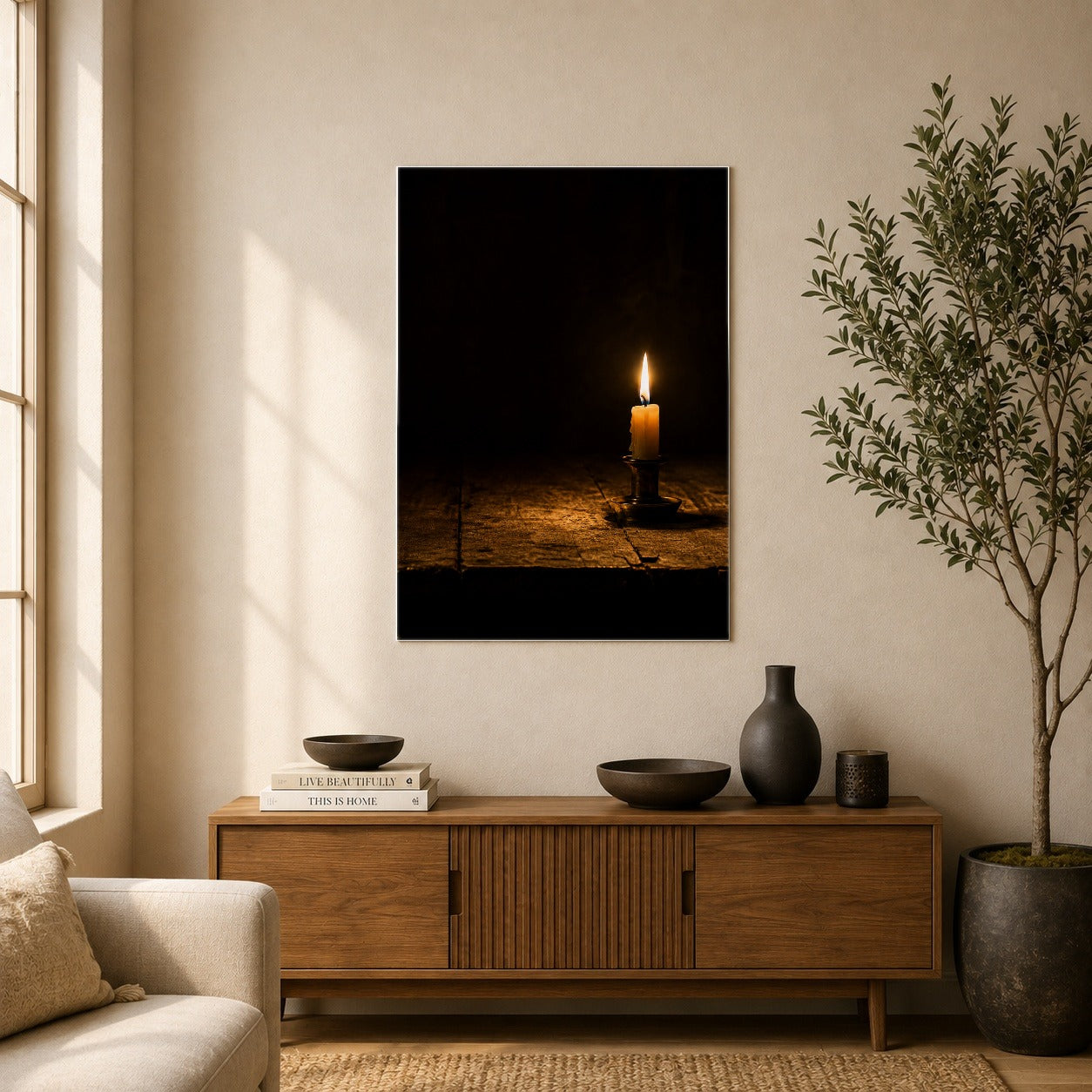 #pl[8x10 Inch|Multicolor] Candlelight Poster, Dark Cozy Vintage Wall Art Print