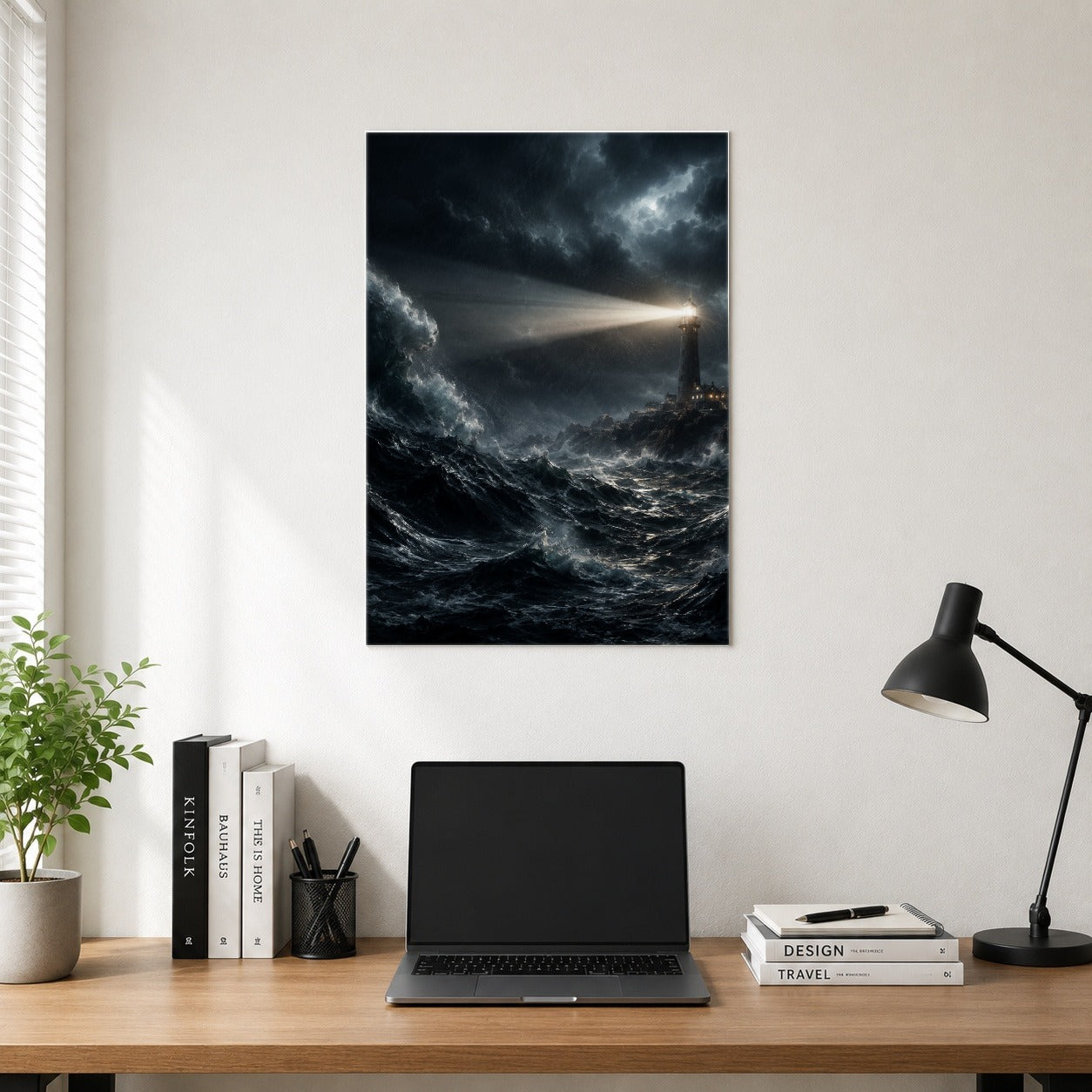 #pl[8x10 Inch|Multicolor] Storm Lighthouse Poster, Dramatic Ocean Wall Art Print