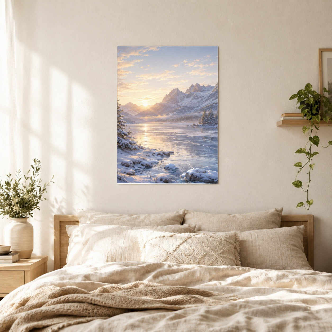 #pl[8x10 Inch|Multicolor] Winter Mountain Sunrise Poster, Alpine Landscape Wall Art
