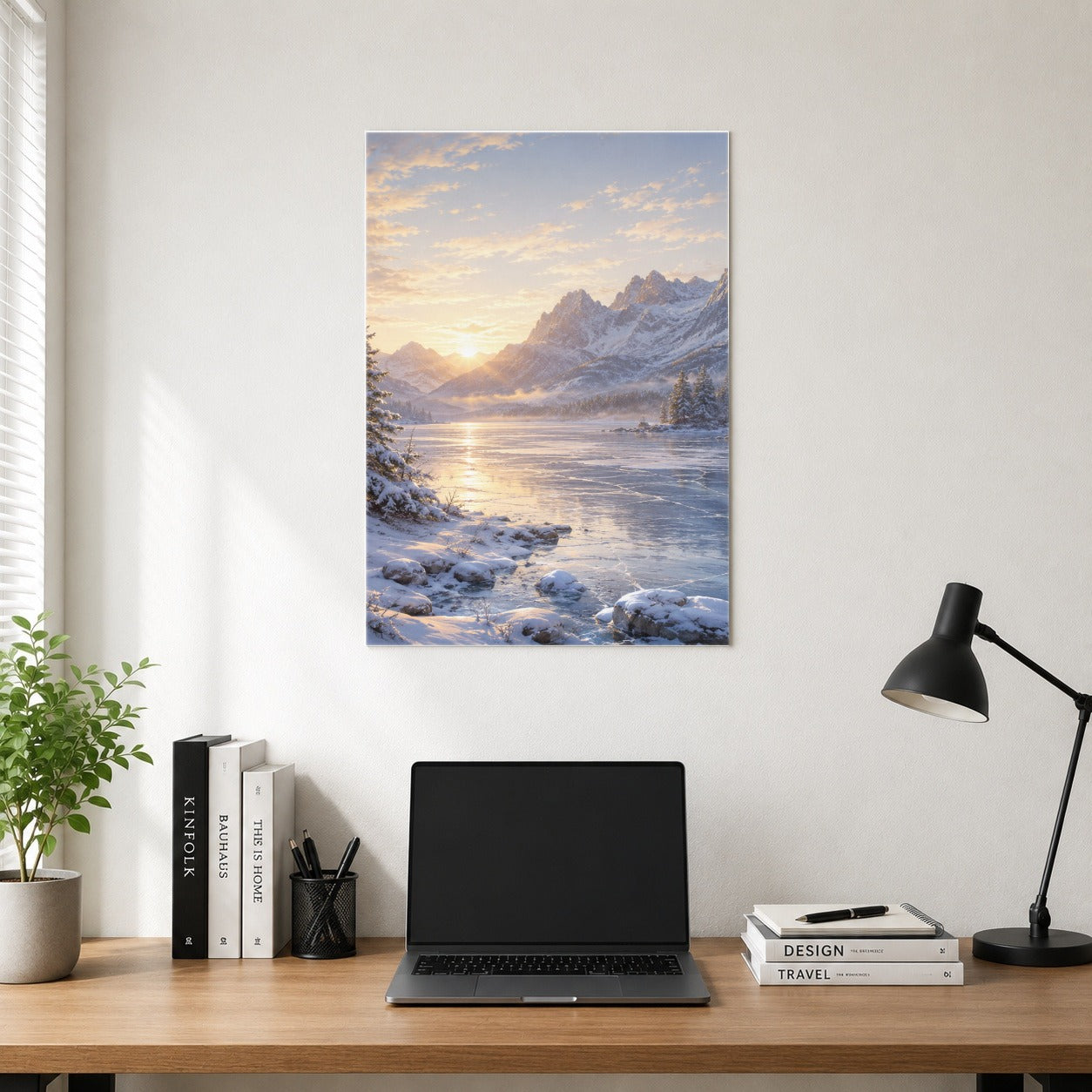 #pl[8x10 Inch|Multicolor] Winter Mountain Sunrise Poster, Alpine Landscape Wall Art