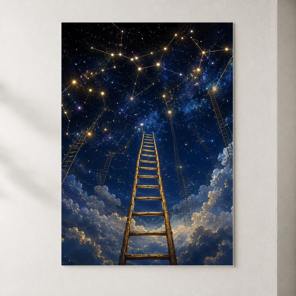 Ladder to the Stars Poster, Celestial Dream Wall Art Print