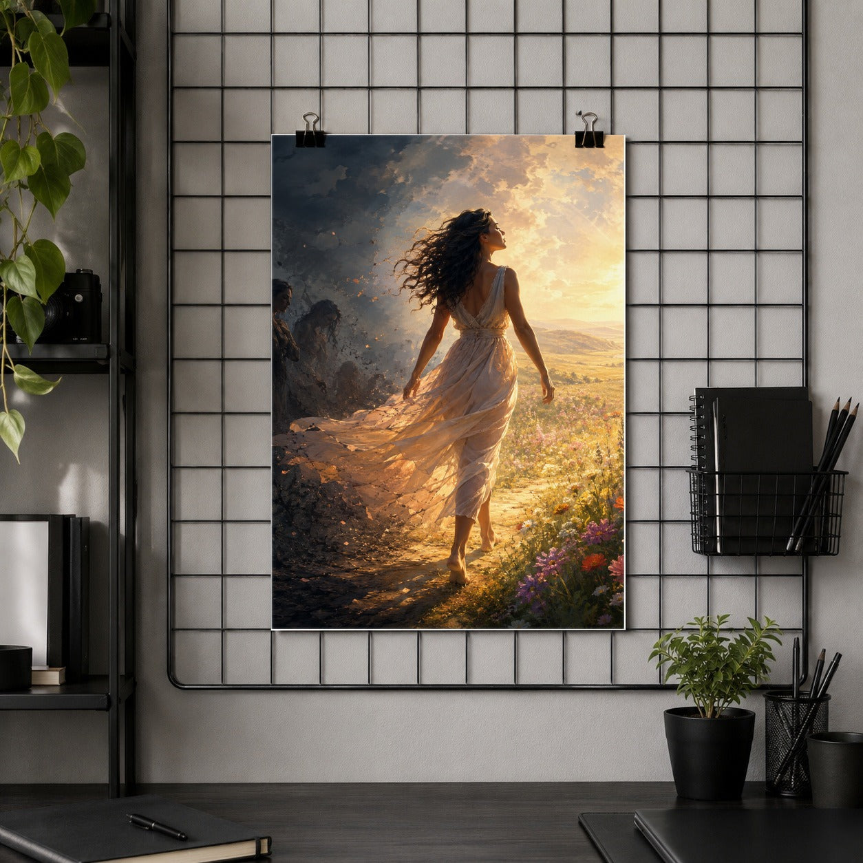 #pl[8x10 Inch|Multicolor] Into the Light Poster, Hopeful Sunrise Journey Wall Art