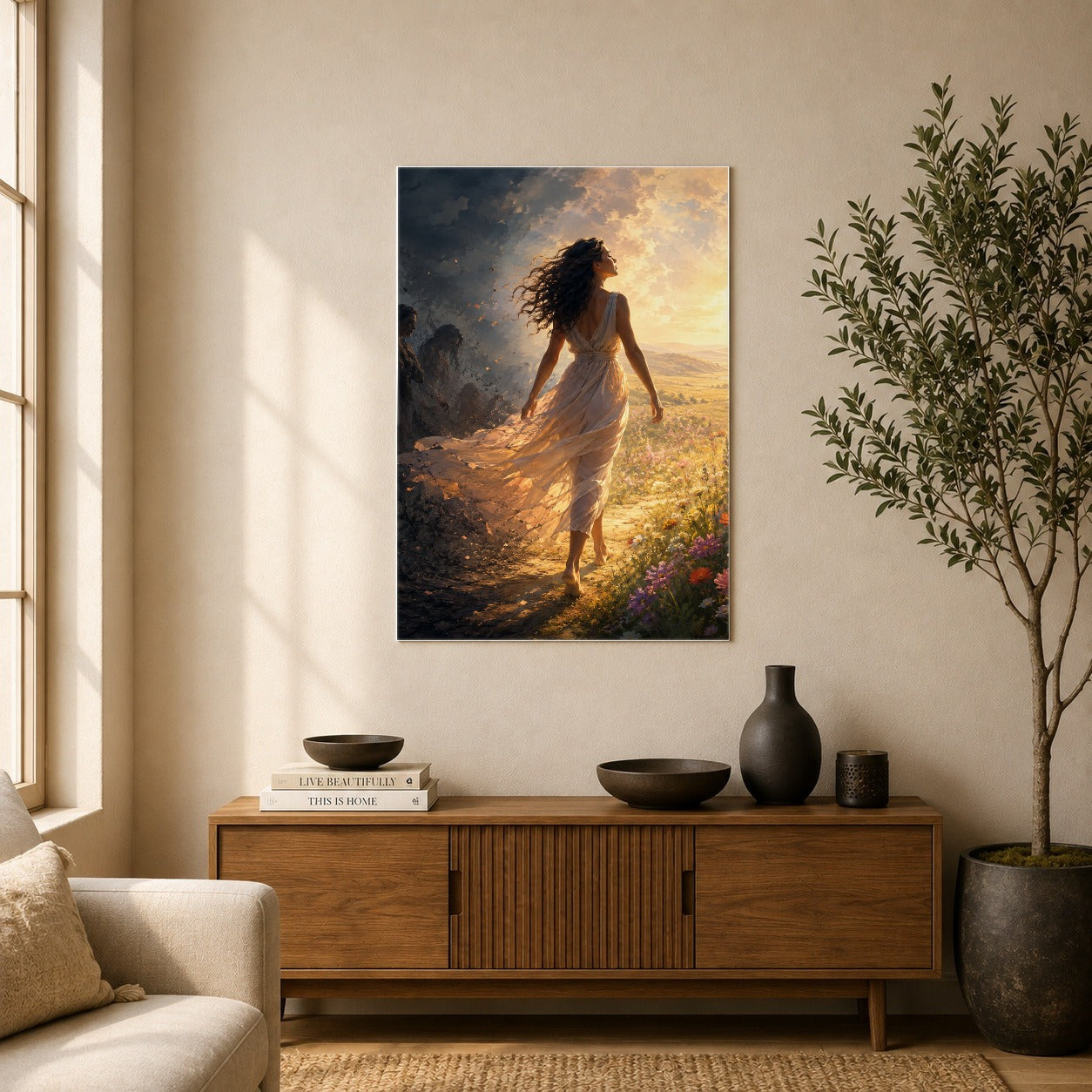 #pl[8x10 Inch|Multicolor] Into the Light Poster, Hopeful Sunrise Journey Wall Art