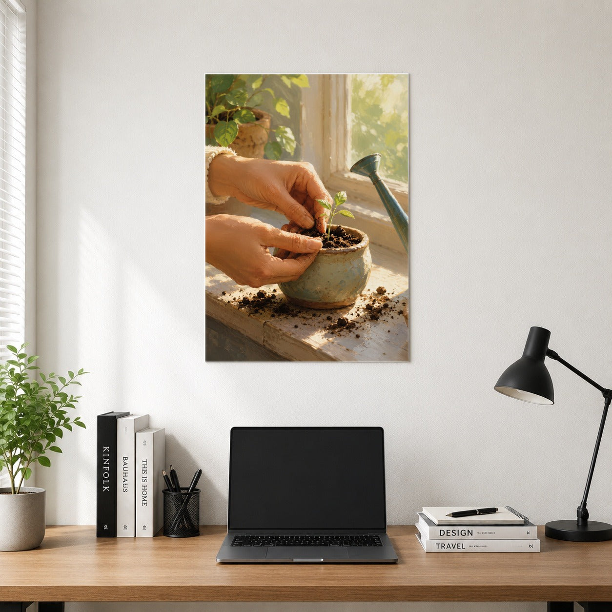 #pl[8x10 Inch|Multicolor] Planting Seedling Poster, Sunny Gardening Wall Art Print