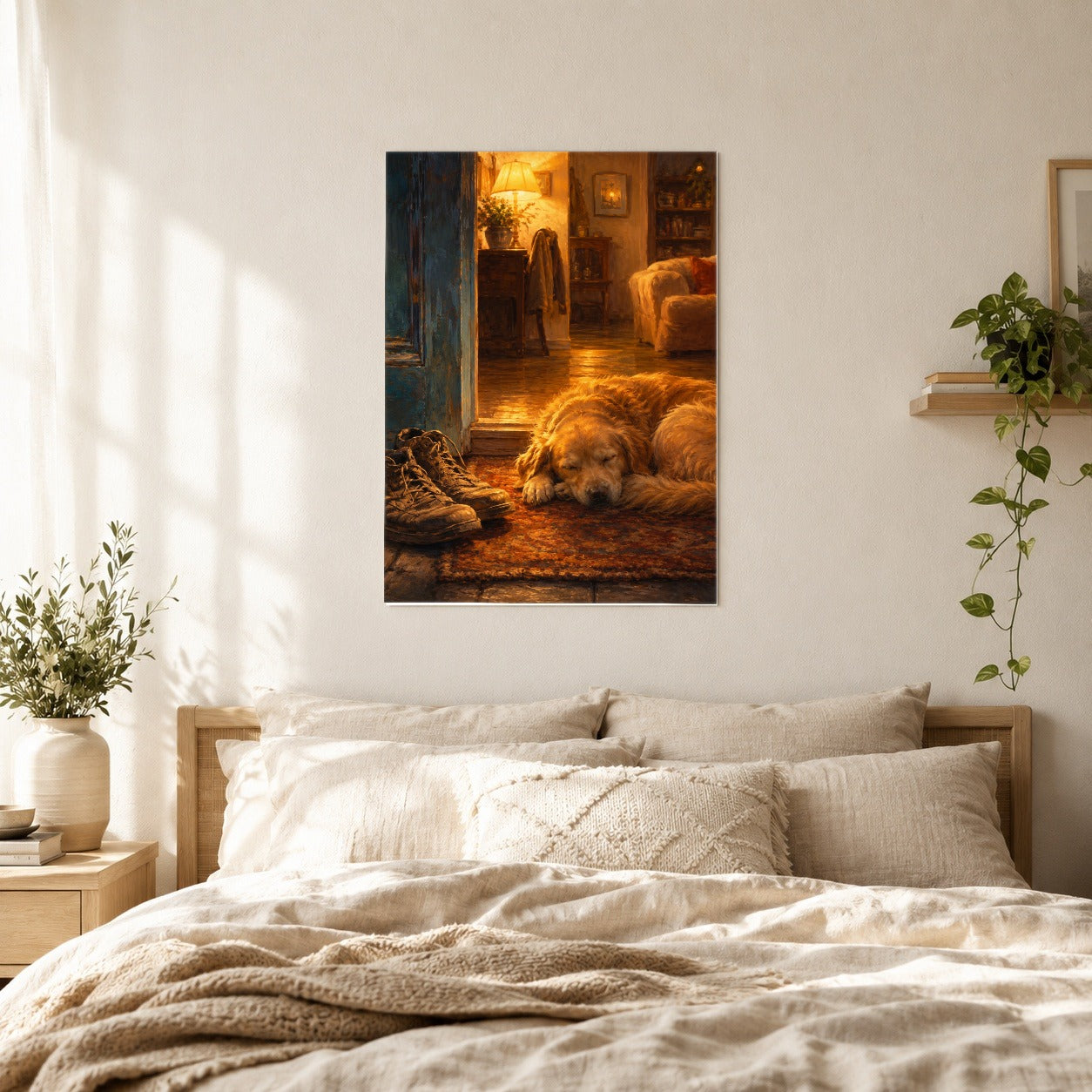 #pl[8x10 Inch|Multicolor] Sleeping Dog Homecoming Poster, Cozy Entryway Wall Art Print