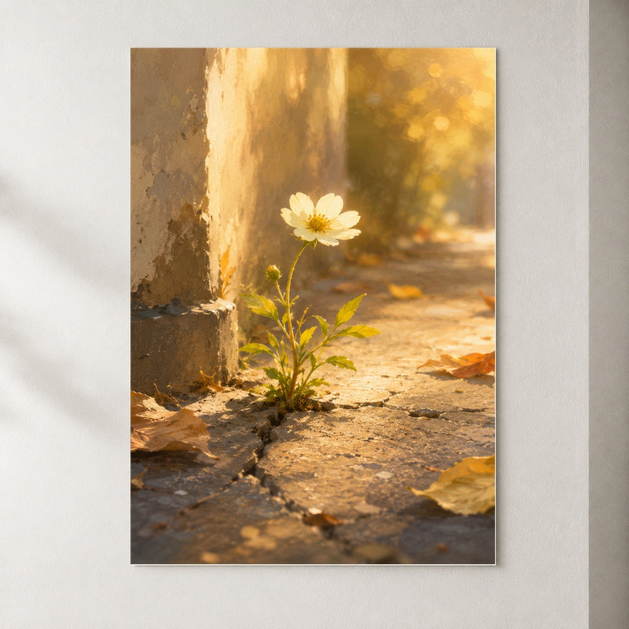 Resilient White Flower Poster, Hopeful Nature Wall Art Print