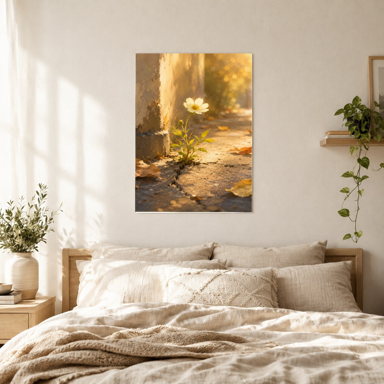 #pl[8x10 Inch|Multicolor] Resilient White Flower Poster, Hopeful Nature Wall Art Print