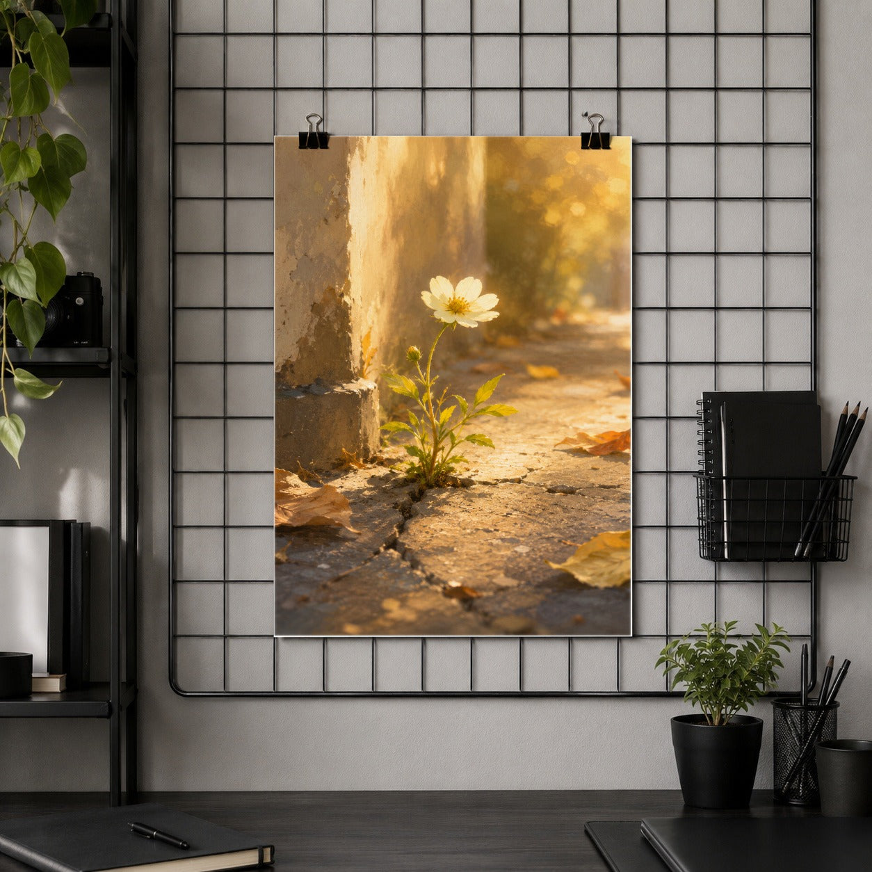 #pl[8x10 Inch|Multicolor] Resilient White Flower Poster, Hopeful Nature Wall Art Print