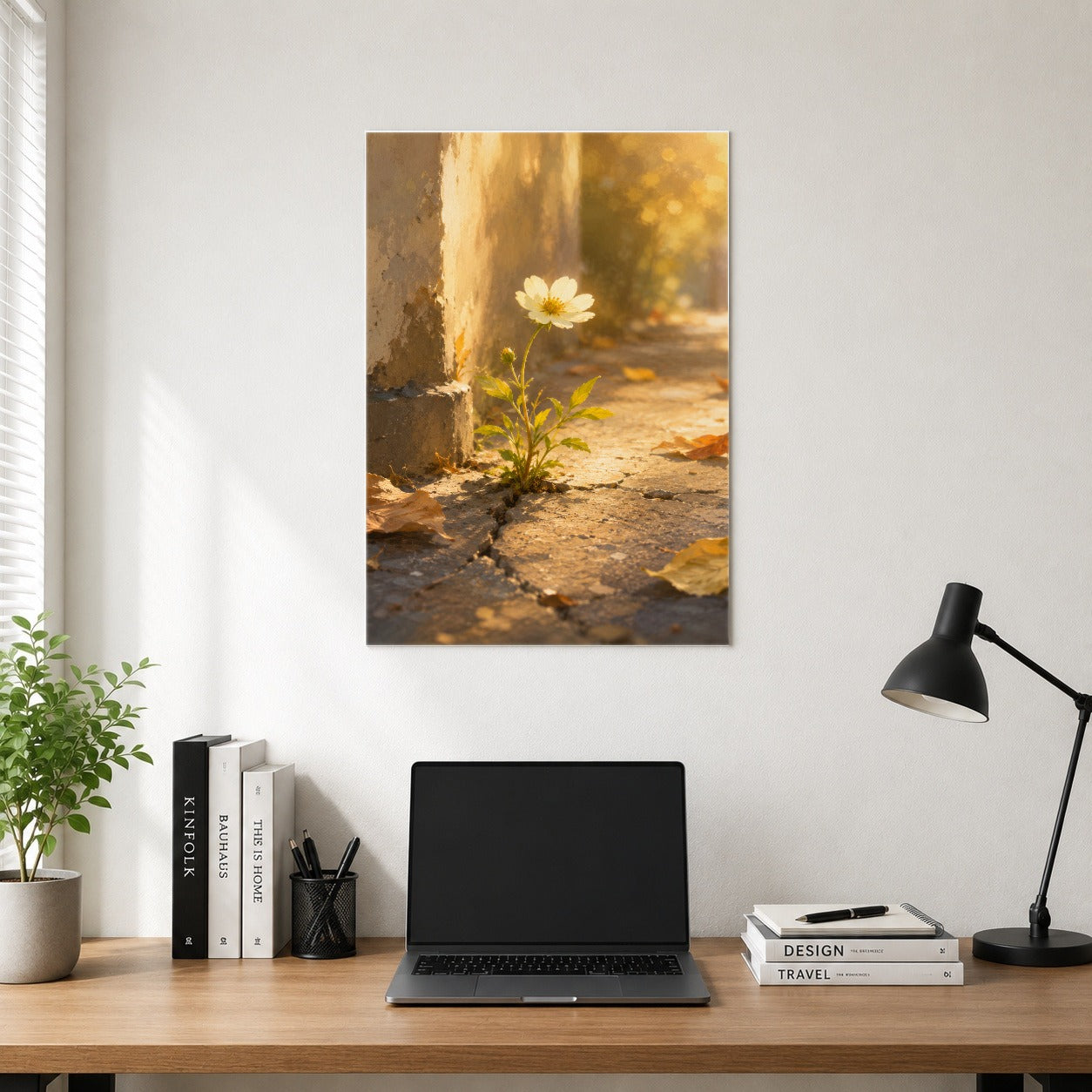 #pl[8x10 Inch|Multicolor] Resilient White Flower Poster, Hopeful Nature Wall Art Print