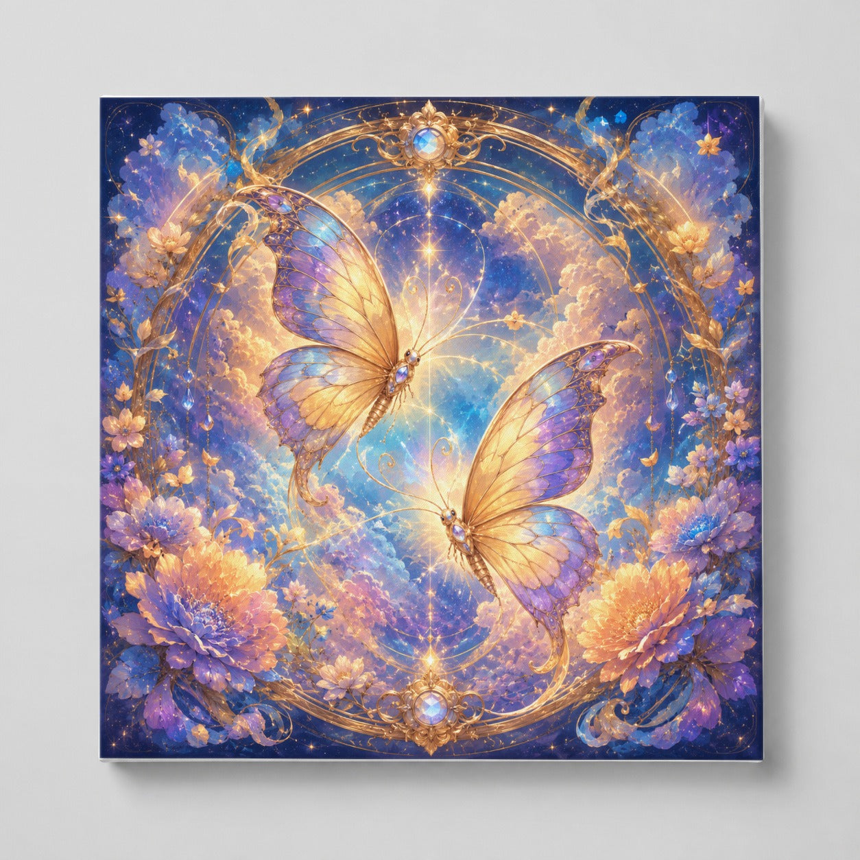 Celestial Butterflies Square Canvas Wall Art, Dreamy Butterfly Decor