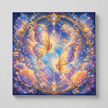Celestial Butterflies Square Canvas Wall Art, Dreamy Butterfly Decor