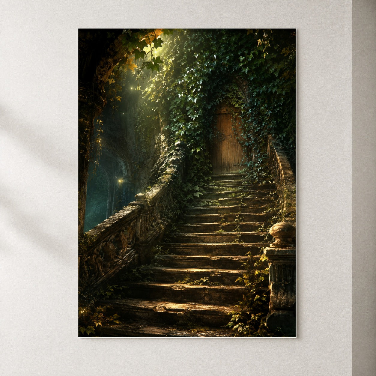 Ivy Hidden Staircase Poster, Mystic Garden Door Wall Art Print