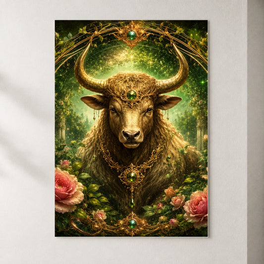 Taurus Bull Poster, Earth Zodiac Celestial Wall Art Print