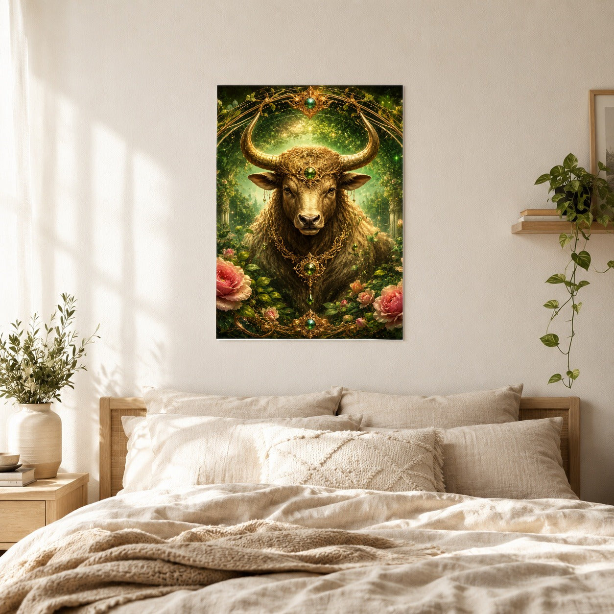 #pl[8x10 Inch|Multicolor] Taurus Bull Poster, Earth Zodiac Celestial Wall Art Print