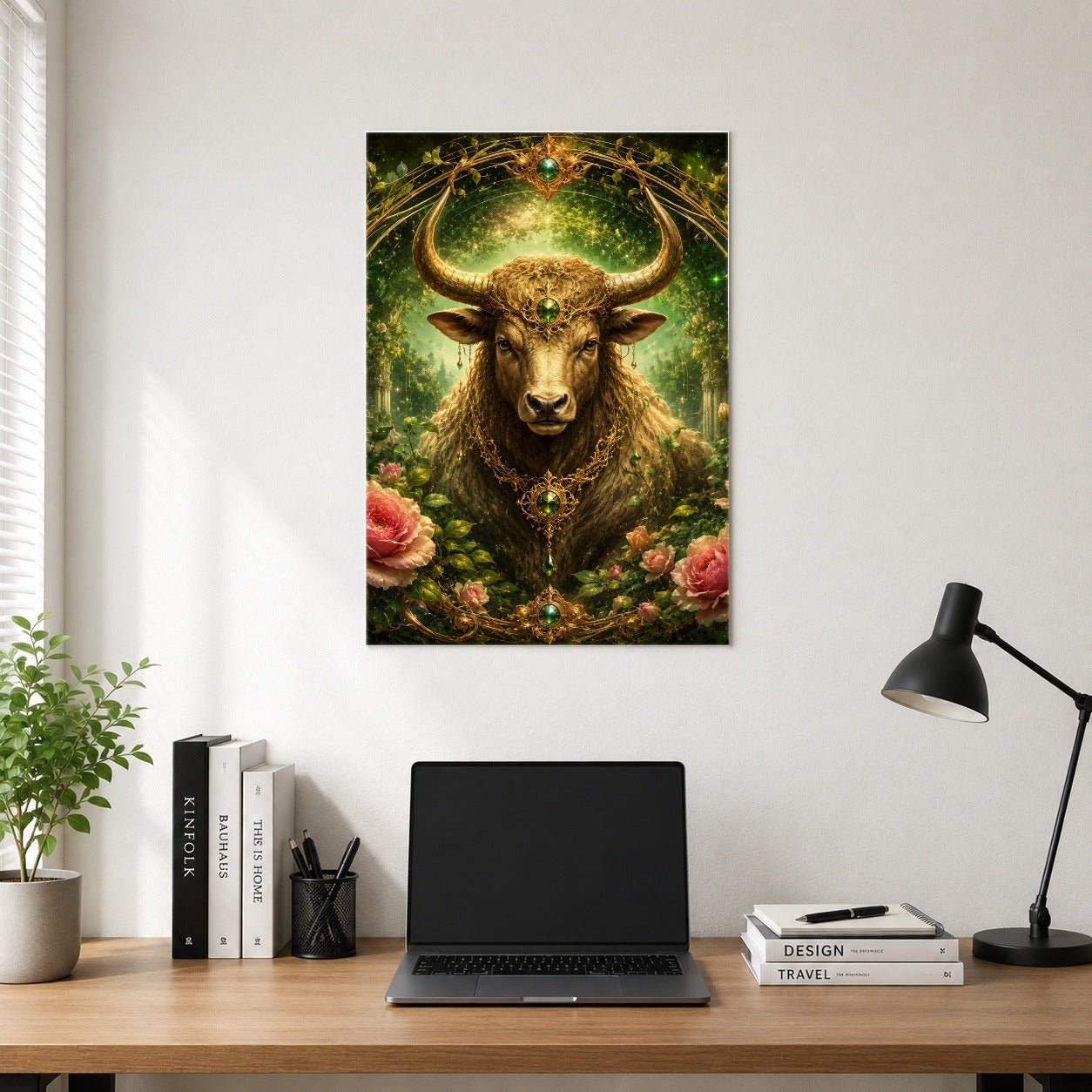 #pl[8x10 Inch|Multicolor] Taurus Bull Poster, Earth Zodiac Celestial Wall Art Print