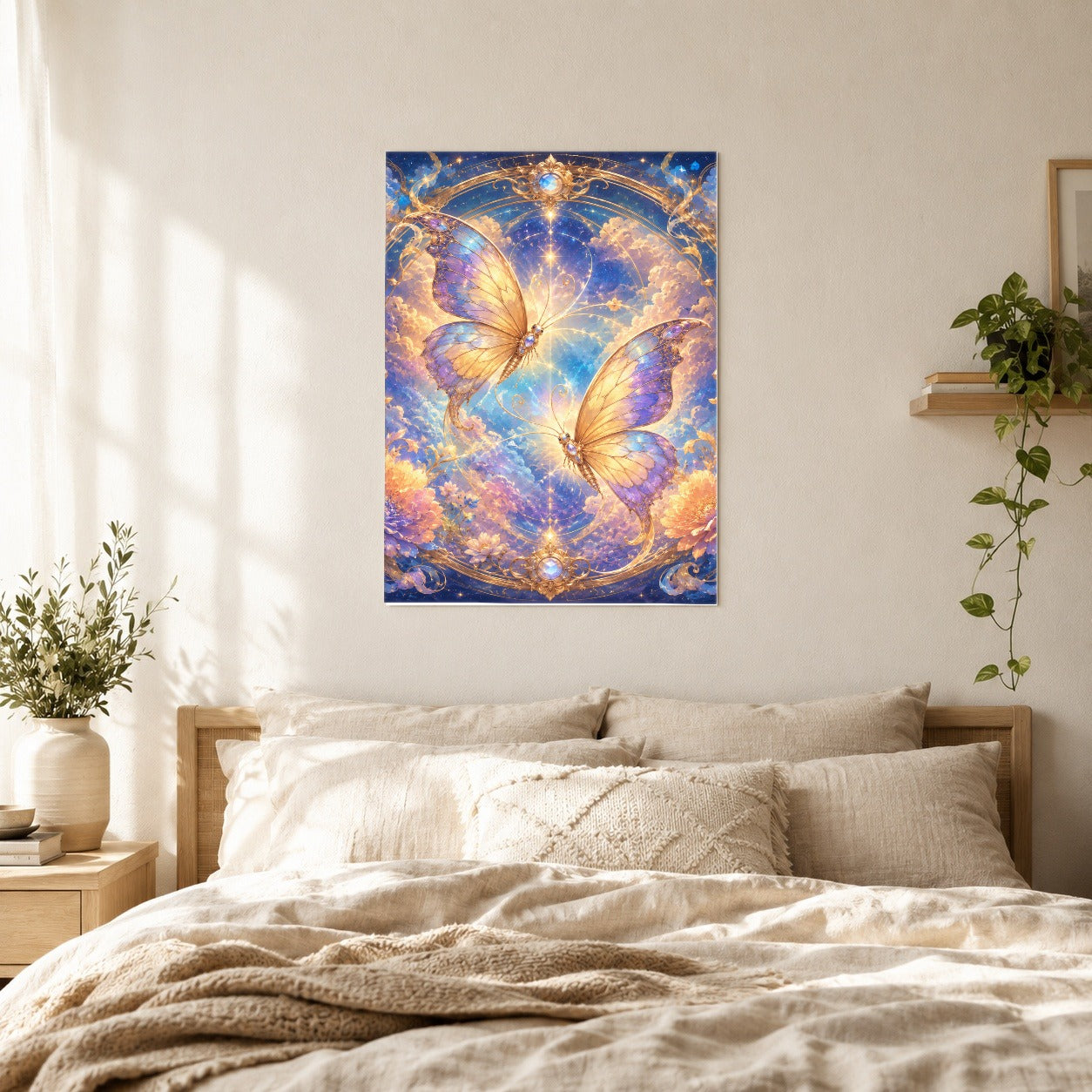 #pl[8x10 Inch|Multicolor] Celestial Butterflies Poster, Dreamy Butterfly Wall Art Print
