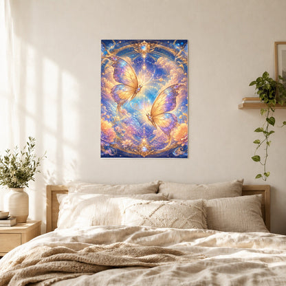 #pl[8x10 Inch|Multicolor] Celestial Butterflies Poster, Dreamy Butterfly Wall Art Print