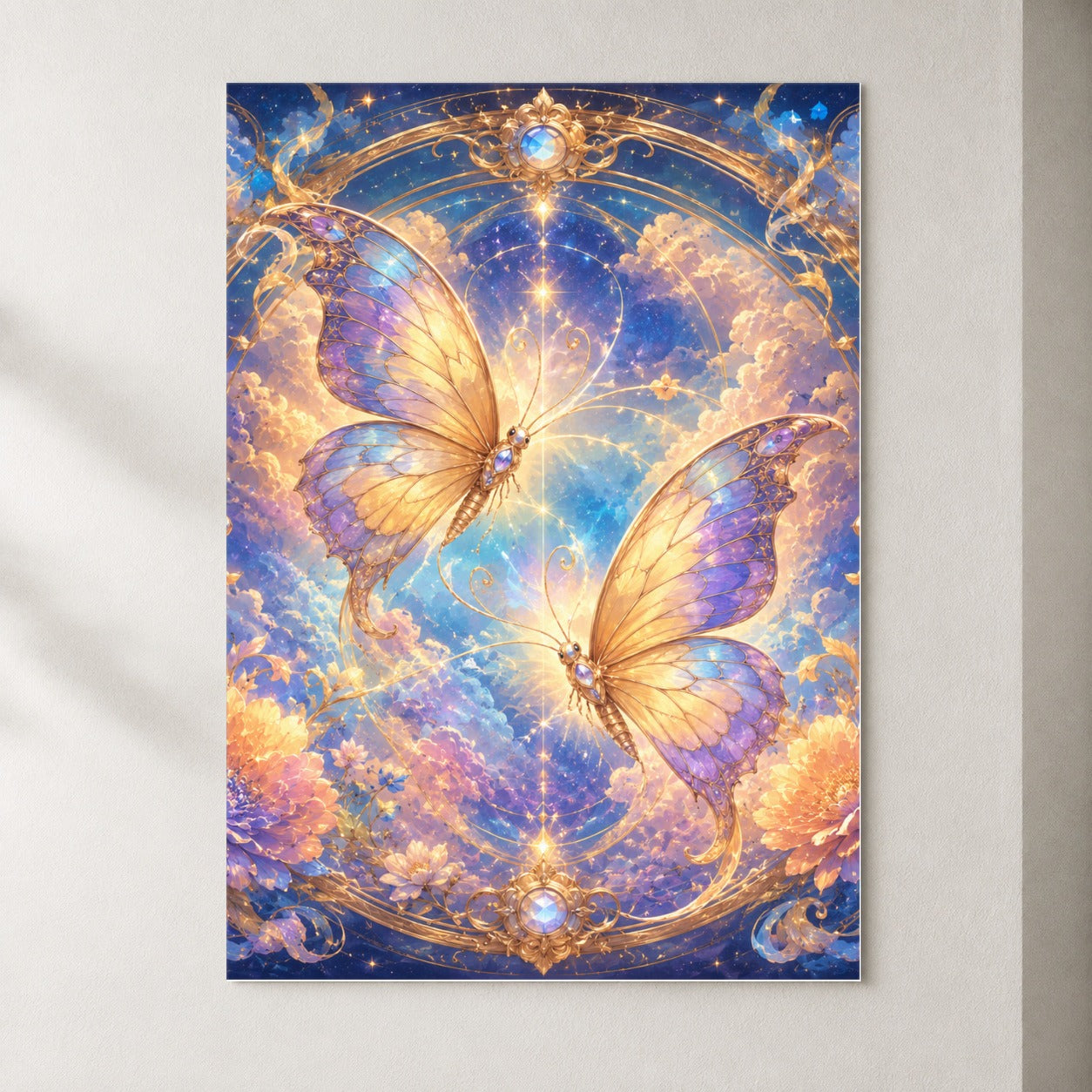 Celestial Butterflies Poster, Dreamy Butterfly Wall Art Print