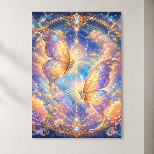 Celestial Butterflies Poster, Dreamy Butterfly Wall Art Print