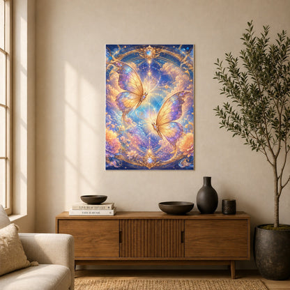 #pl[8x10 Inch|Multicolor] Celestial Butterflies Poster, Dreamy Butterfly Wall Art Print