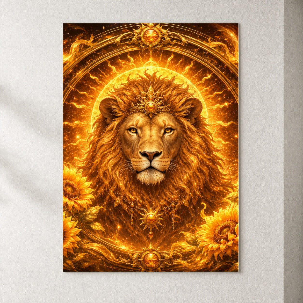 Leo Lion Poster, Solar Zodiac Celestial Wall Art Print