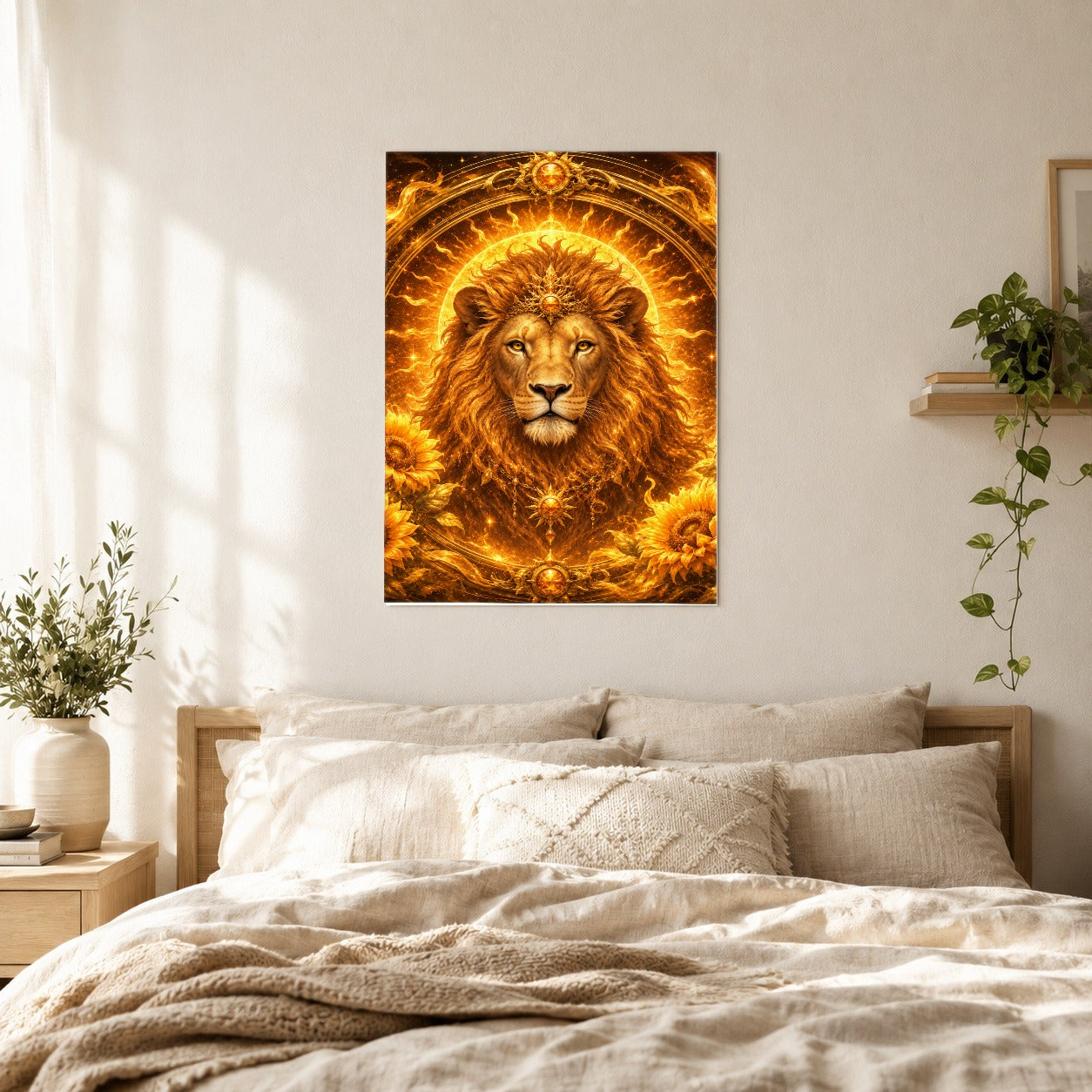 #pl[8x10 Inch|Multicolor] Leo Lion Poster, Solar Zodiac Celestial Wall Art Print