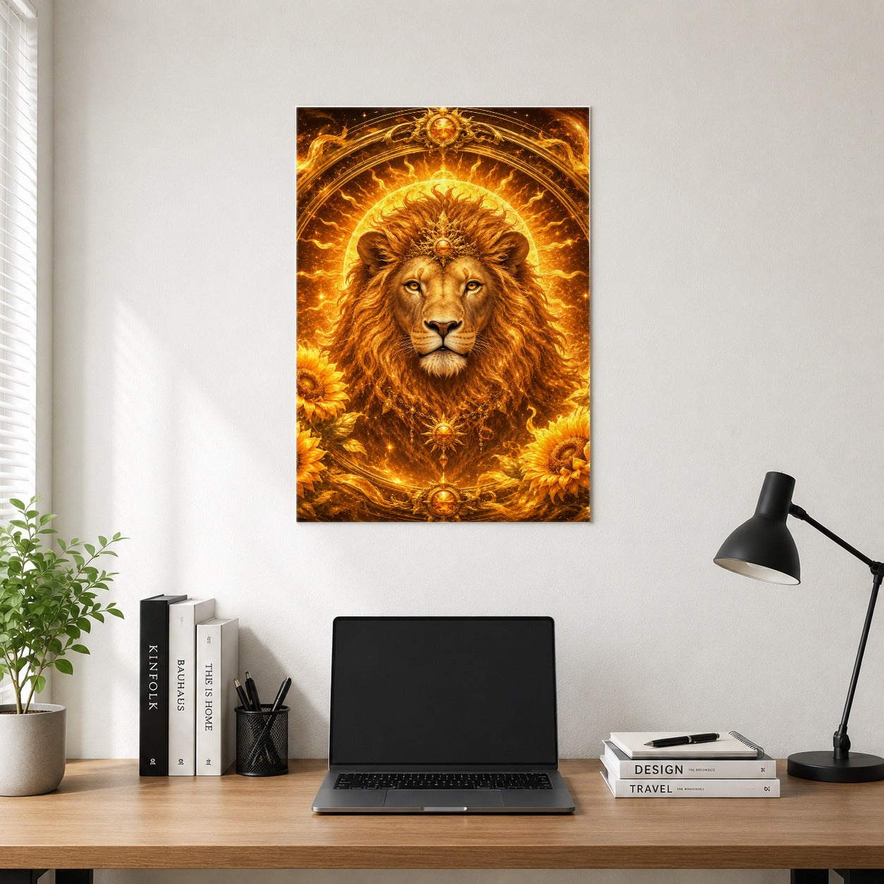#pl[8x10 Inch|Multicolor] Leo Lion Poster, Solar Zodiac Celestial Wall Art Print