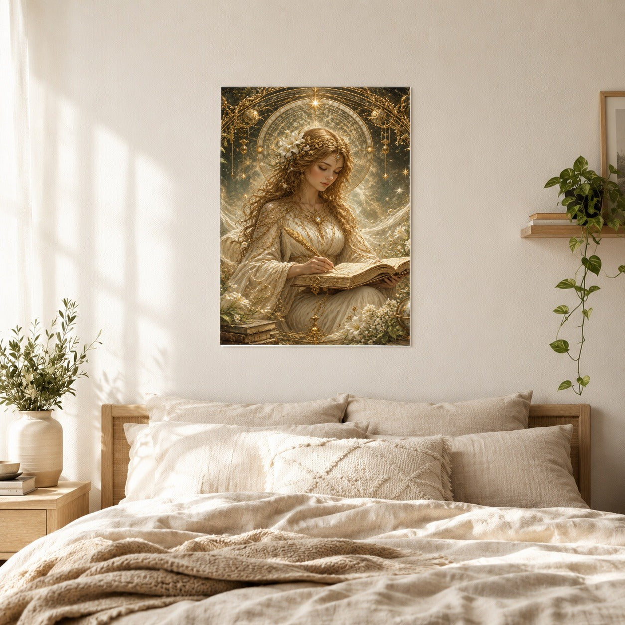 #pl[8x10 Inch|Multicolor] Virgo Maiden Poster, Celestial Zodiac Floral Wall Art Print