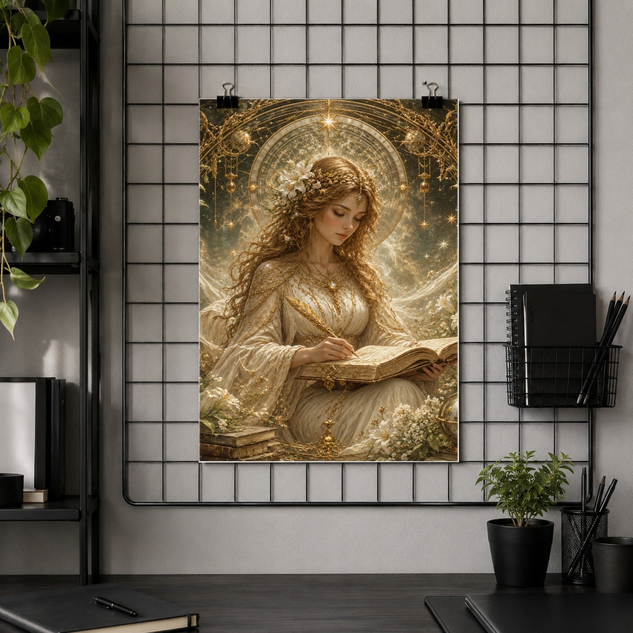 #pl[8x10 Inch|Multicolor] Virgo Maiden Poster, Celestial Zodiac Floral Wall Art Print
