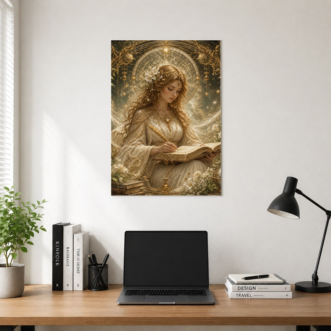 #pl[8x10 Inch|Multicolor] Virgo Maiden Poster, Celestial Zodiac Floral Wall Art Print