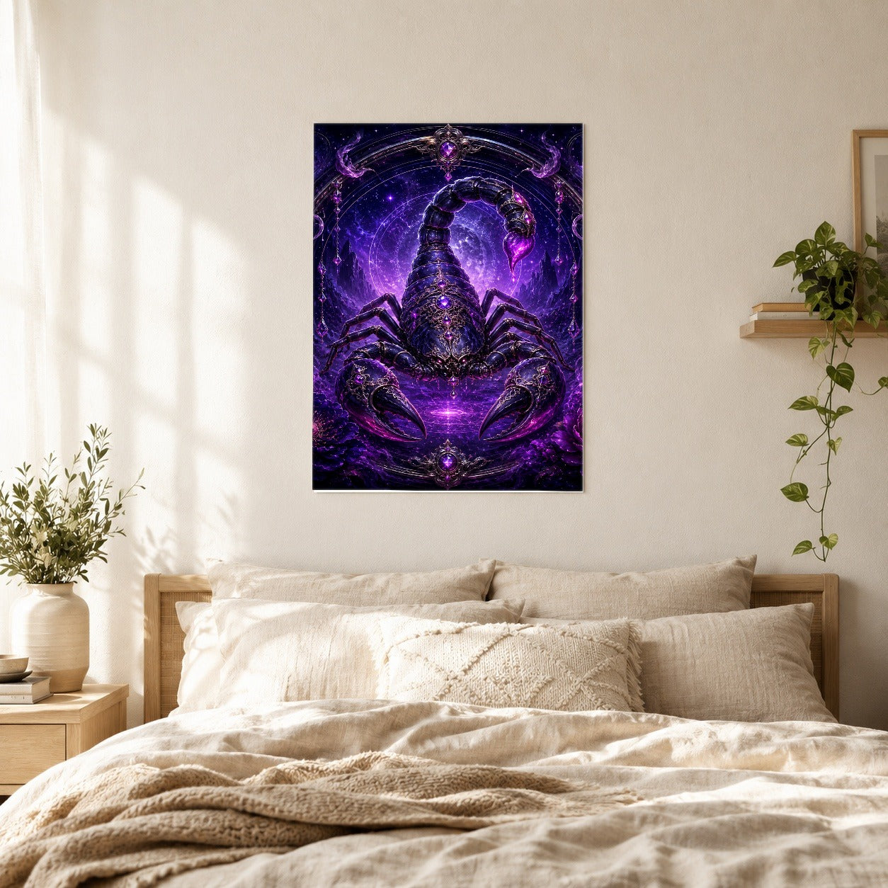 #pl[8x10 Inch|Multicolor] Scorpio Zodiac Poster, Purple Celestial Scorpion Wall Art Print
