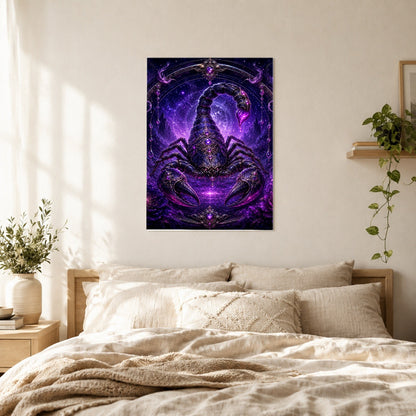#pl[8x10 Inch|Multicolor] Scorpio Zodiac Poster, Purple Celestial Scorpion Wall Art Print