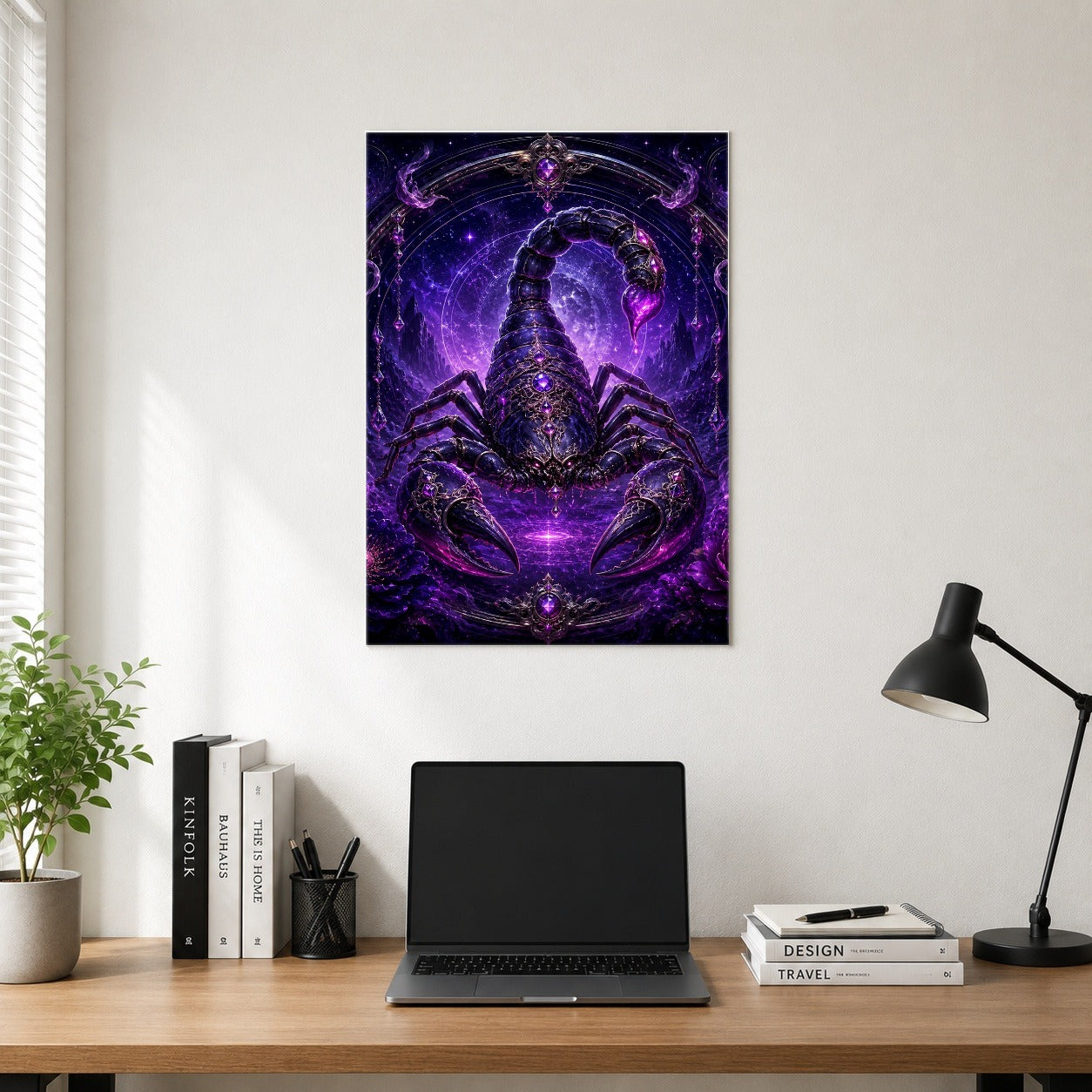 #pl[8x10 Inch|Multicolor] Scorpio Zodiac Poster, Purple Celestial Scorpion Wall Art Print