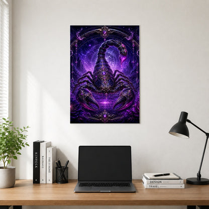 #pl[8x10 Inch|Multicolor] Scorpio Zodiac Poster, Purple Celestial Scorpion Wall Art Print