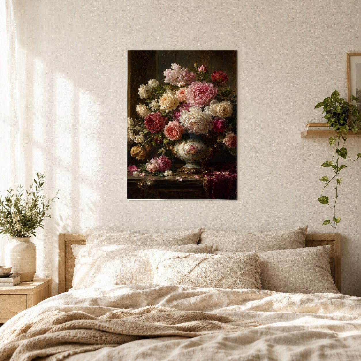 #pl[8x10 Inch|Multicolor] Vintage Floral Poster, Romantic Rose Peony Still Life Wall Art Print