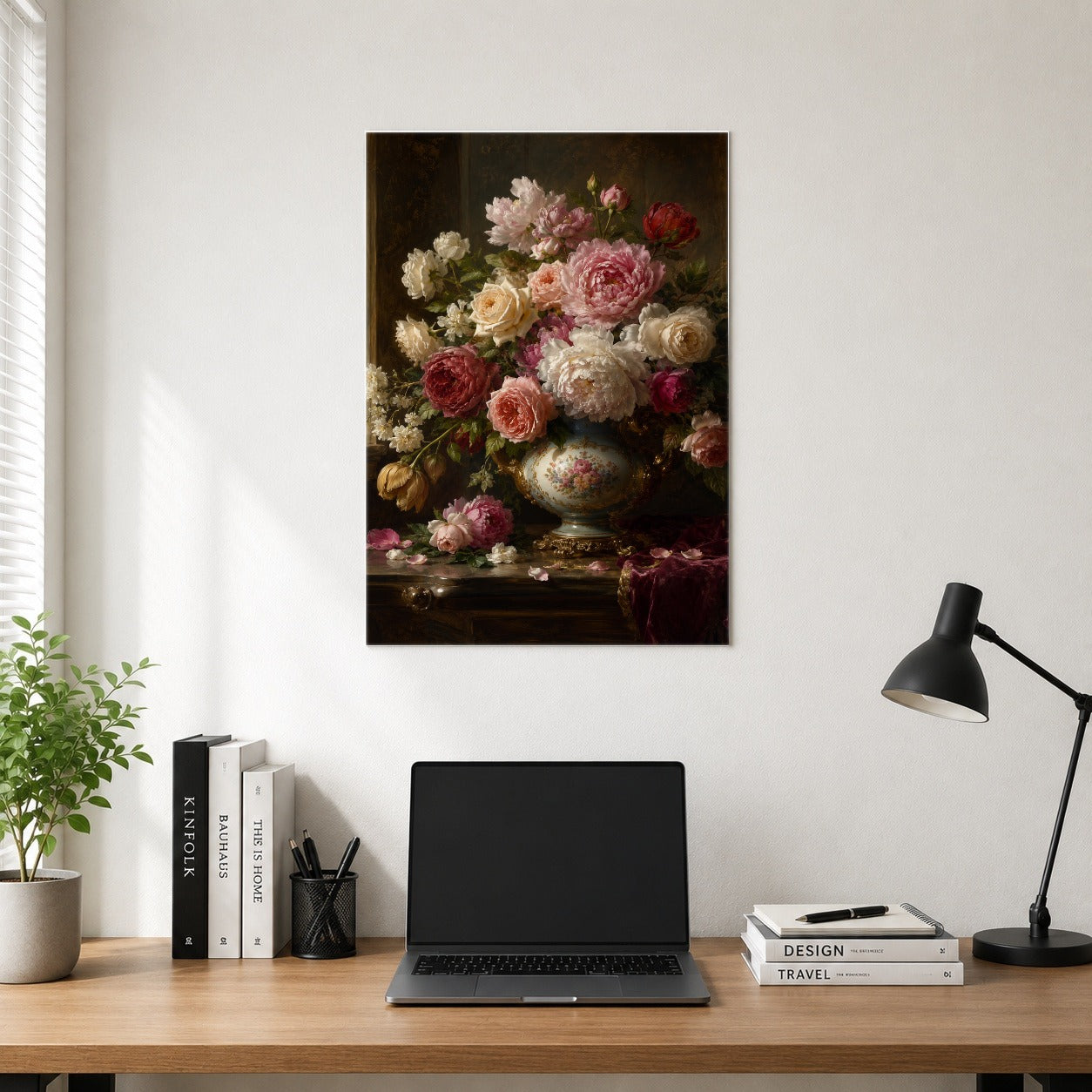 #pl[8x10 Inch|Multicolor] Vintage Floral Poster, Romantic Rose Peony Still Life Wall Art Print