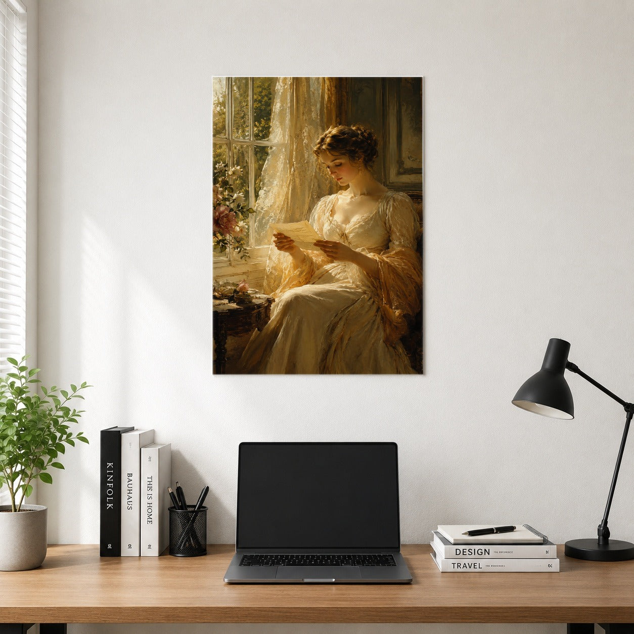 #pl[8x10 Inch|Multicolor] Romantic Reader Poster, Sunlit Vintage Letter Scene Wall Art Print