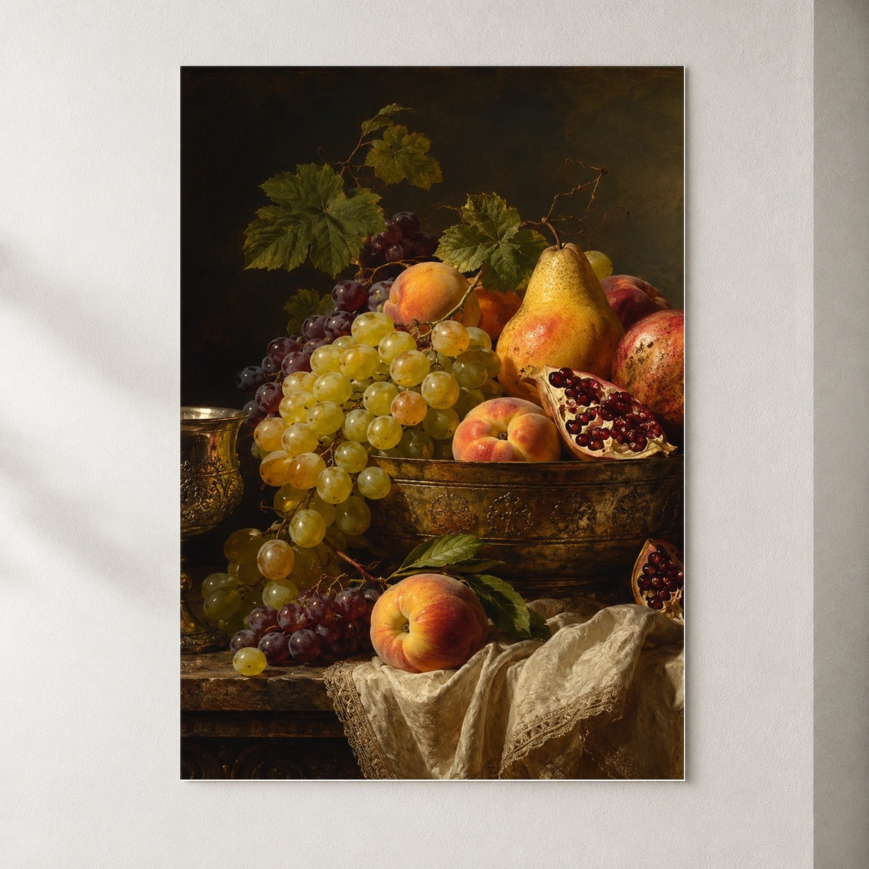 Fruit Still Life Poster, Vintage Harvest Wall Art Print