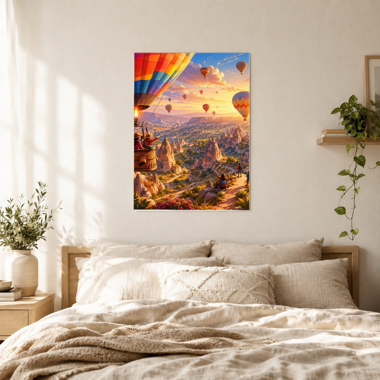 #pl[8x10 Inch|Multicolor] Hot Air Balloon Poster, Colorful Canyon Sunrise Wall Art Print