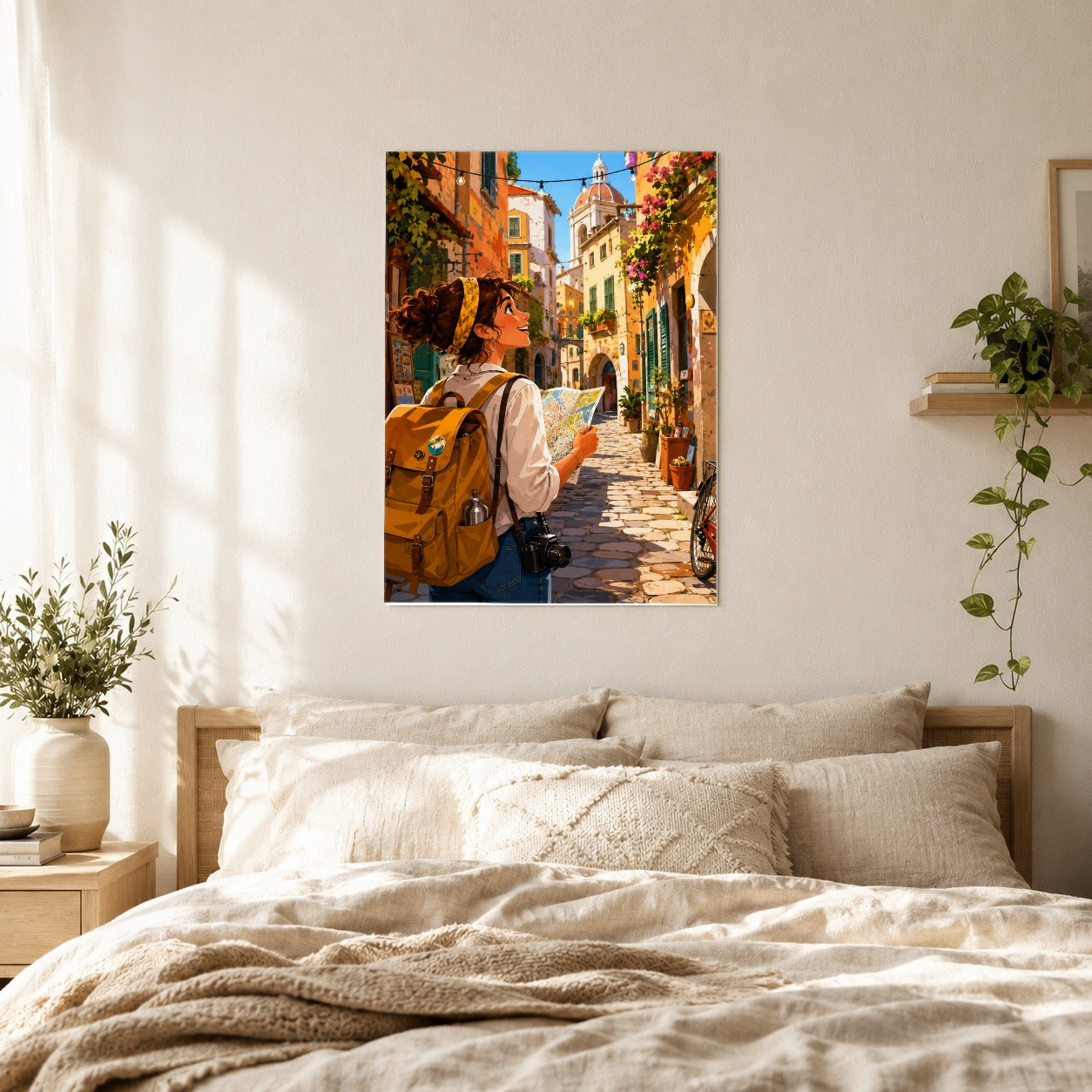 #pl[8x10 Inch|Multicolor] City Traveler Poster, Colorful Old Town Adventure Wall Art Print