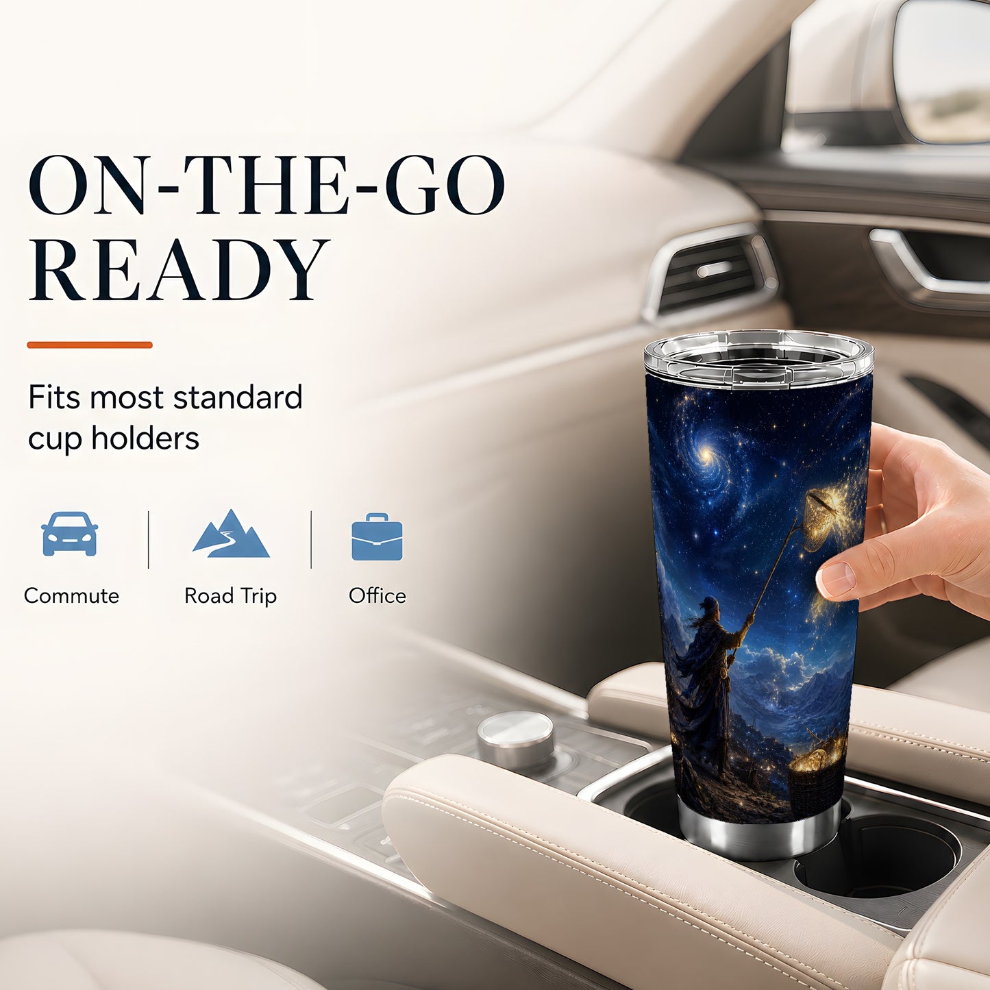 #pl[20oz|Steel] Star Catcher 20oz Skinny Tumbler, Celestial Fantasy Design