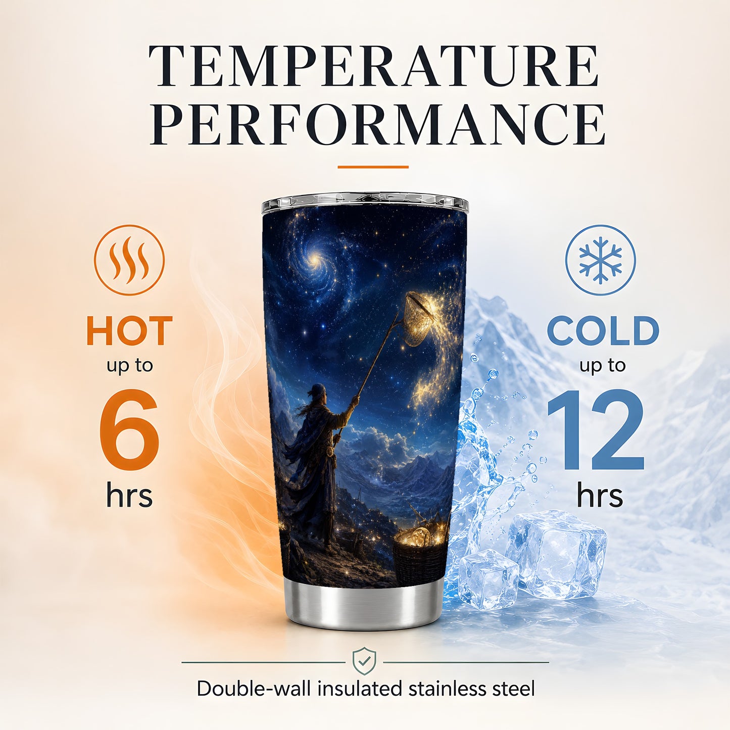 #pl[20oz|Steel] Star Catcher 20oz Skinny Tumbler, Celestial Fantasy Design