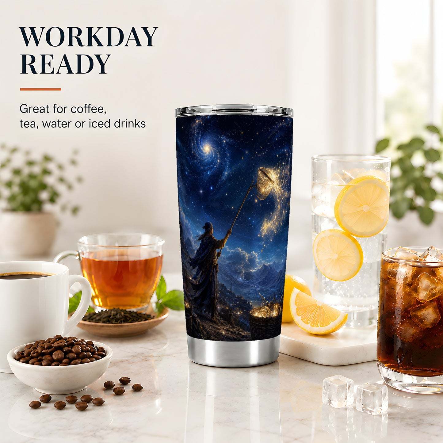 #pl[20oz|Steel] Star Catcher 20oz Skinny Tumbler, Celestial Fantasy Design