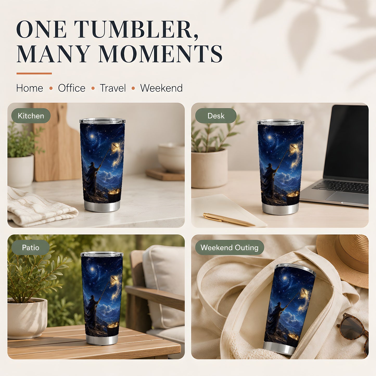#pl[20oz|Steel] Star Catcher 20oz Skinny Tumbler, Celestial Fantasy Design