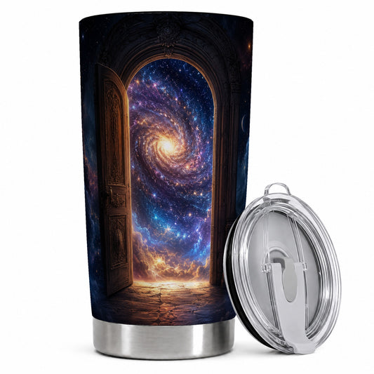 Cosmic Doorway 20oz Skinny Tumbler, Galaxy Portal Design