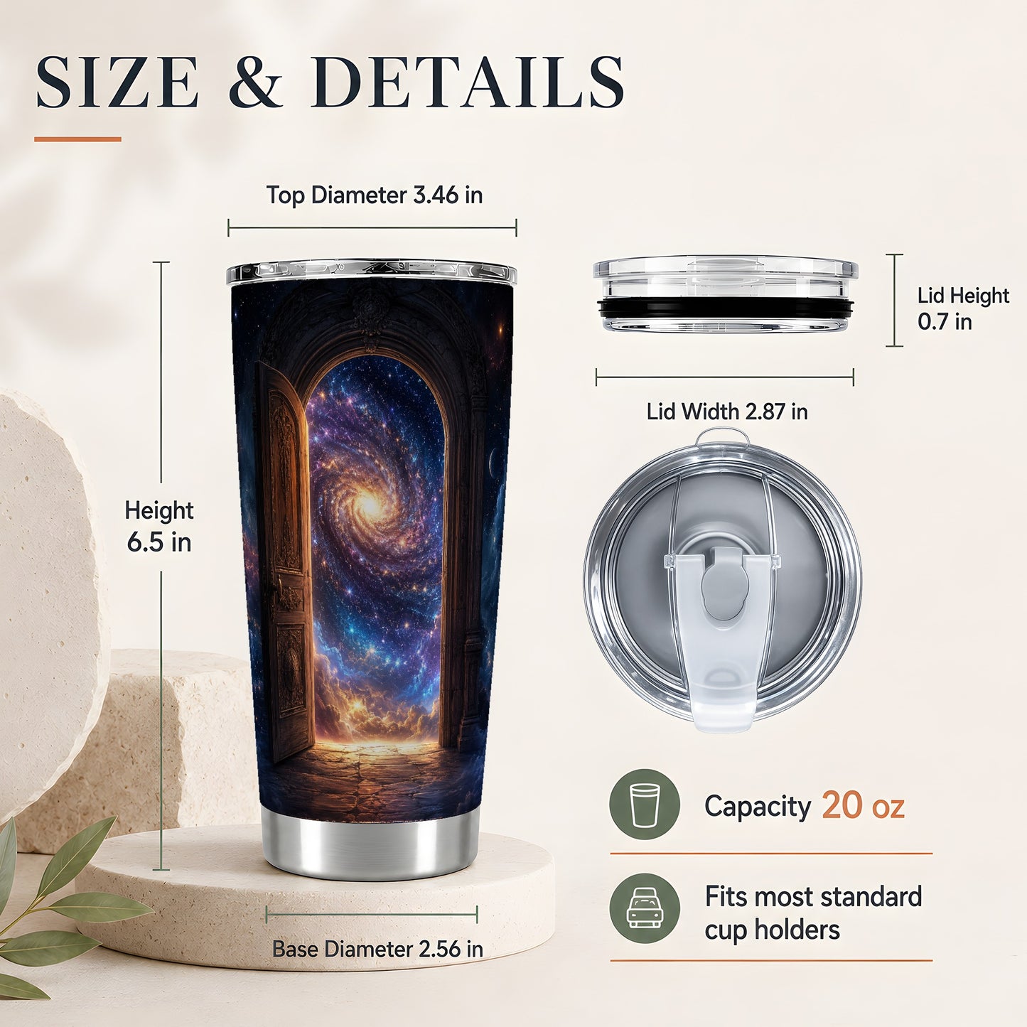 #pl[20oz|Steel] Cosmic Doorway 20oz Skinny Tumbler, Galaxy Portal Design