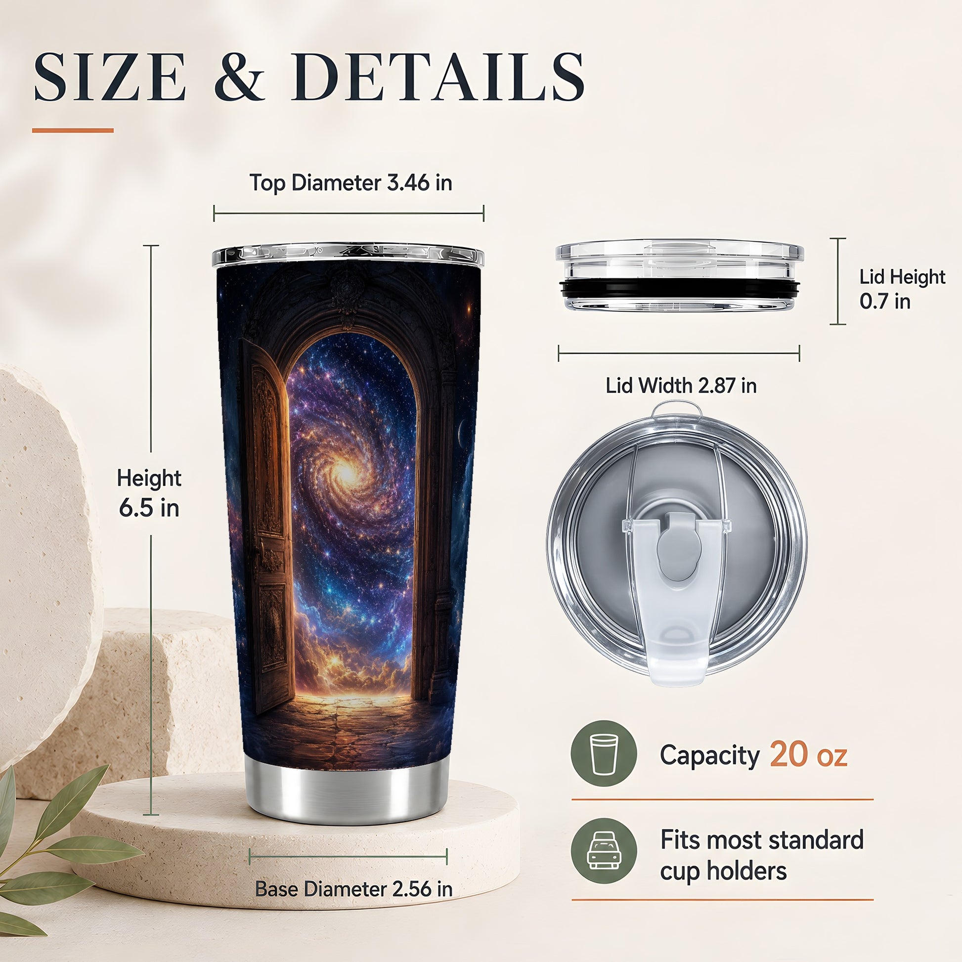 #pl[20oz|Steel] Cosmic Doorway 20oz Skinny Tumbler, Galaxy Portal Design